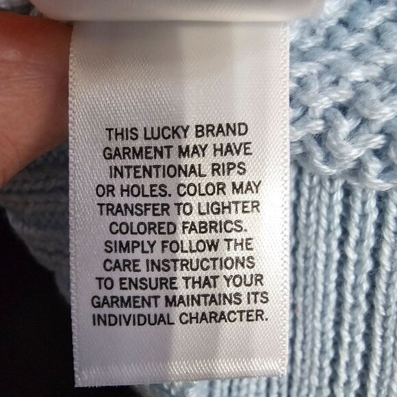 Lucky Brand Women's all Cotton V Neck Pale Blue Sweater size XL - Picture 5 of 9